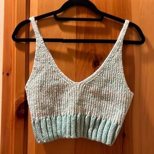 Free People Crochet Light Blue and White Crop Top